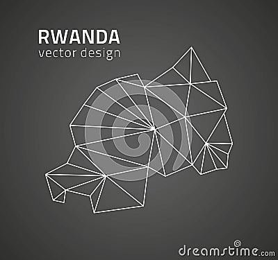 Rwanda black triangle vector mosaic outline map Vector Illustration