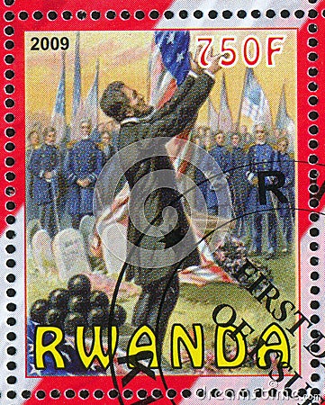 Abraham Lincoln printed by Rwanda Editorial Stock Photo