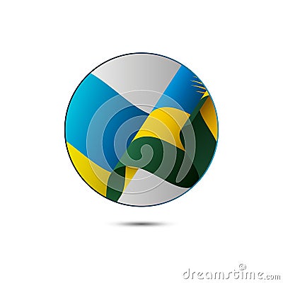 Rwanda flag button with shadow on a white background. Vector illustration. Stock Photo