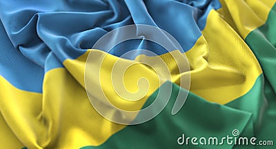 Rwanda Flag Ruffled Beautifully Waving Macro Close-Up Shot Stock Photo