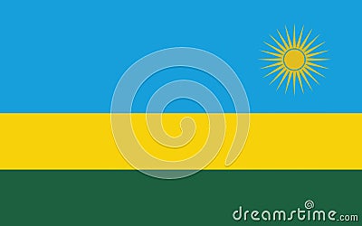 Rwanda flag vector graphic. Rectangle Rwandan flag illustration. Rwanda country flag is a symbol of freedom, patriotism and Vector Illustration
