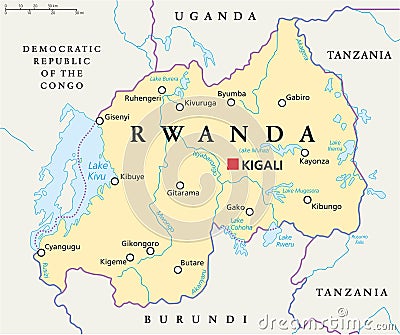 Rwanda Political Map Vector Illustration