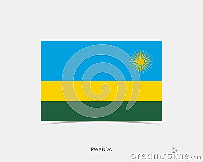 Rwanda Rectangle flag icon with shadow Vector Illustration