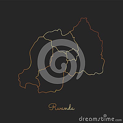 Rwanda region map: golden gradient outline on. Vector Illustration