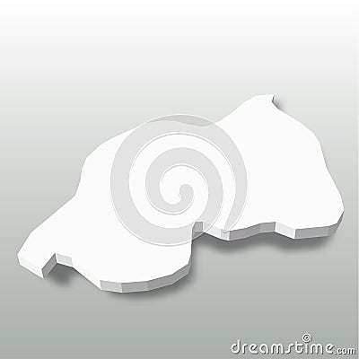 Rwanda - white 3D silhouette map of country area with dropped shadow on grey background. Simple flat vector illustration Vector Illustration