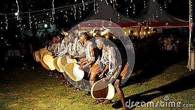 Rwandan and Ugandan dancers performing traditional African dances at the wedding in the evening Editorial Stock Photo