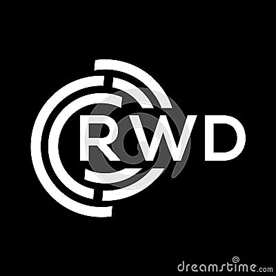 RWD letter logo design. RWD monogram initials letter logo concept. RWD letter design in black background Vector Illustration
