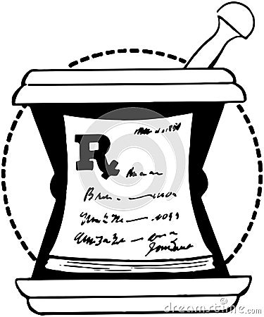 RX Pad On Mortar Vector Illustration