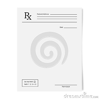 Medical regular prescription form Vector Illustration