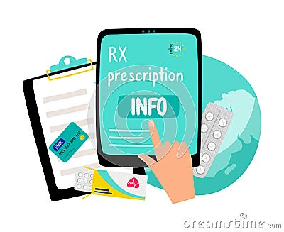 RX prescription online Vector Illustration