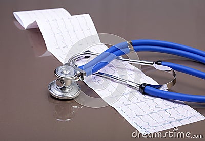 RX prescription, Red heart, asorted pils and a stethoscope on white background Stock Photo