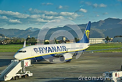 Ryanair aircraft at Orio Al Serio airport in Bergamo Editorial Stock Photo