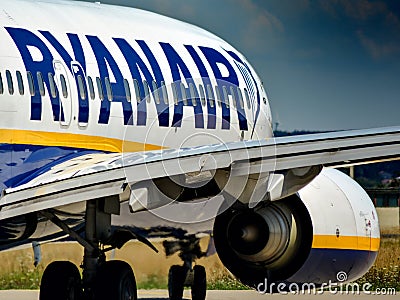 Ryanair B738 at Memmingen Airport Editorial Stock Photo