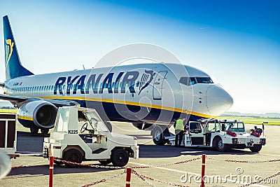 Ryanair plane in airport Editorial Stock Photo