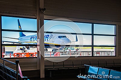Ryanair plane in airport Editorial Stock Photo