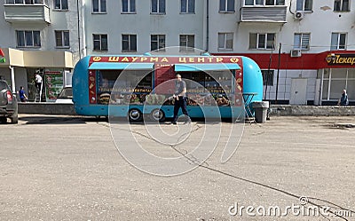 Ryazan Russia - Aprill 15 2021: food truck selling shawarma Editorial Stock Photo