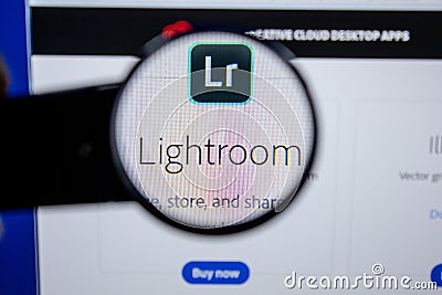 Ryazan, Russia - July 11, 2018: Adobe Lightroom, software logo on the official website of Adobe. Editorial Stock Photo