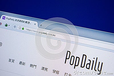 Ryazan, Russia - July 24, 2018: Homepage of PopDaily website on the display of PC. Url - PopDaily.com.tw . Editorial Stock Photo