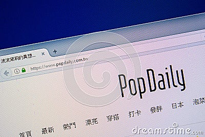 Ryazan, Russia - July 24, 2018: Homepage of PopDaily website on the display of PC. Url - PopDaily.com.tw . Editorial Stock Photo