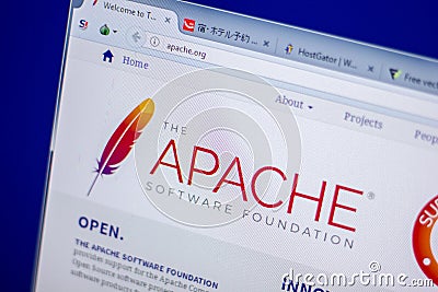 Ryazan, Russia - June 05, 2018: Homepage of Apache website on the display of PC, url - Apache.org. Editorial Stock Photo