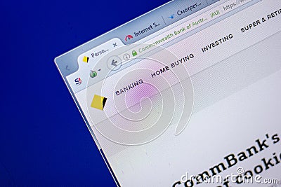 Ryazan, Russia - June 05, 2018: Homepage of Commbank website on the display of PC, url - Commbank.com.au. Editorial Stock Photo