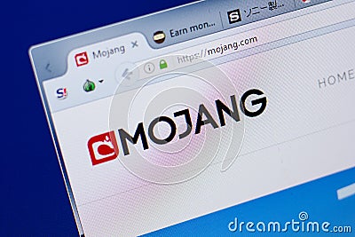 Ryazan, Russia - June 17, 2018: Homepage of Mojang website on the display of PC, url - Mojang.com. Editorial Stock Photo