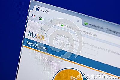 Ryazan, Russia - June 17, 2018: Homepage of Mysql website on the display of PC, url - Mysql.com. Editorial Stock Photo