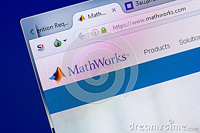Ryazan, Russia - May 08, 2018: Math Works website on the display of PC, url - MathWorks.com. Editorial Stock Photo