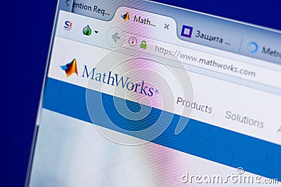 Ryazan, Russia - May 08, 2018: Math Works website on the display of PC, url - MathWorks.com. Editorial Stock Photo