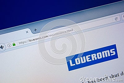 Ryazan, Russia - September 09, 2018: Homepage of Love Roms website on the display of PC, url - LoveRoms.com Editorial Stock Photo