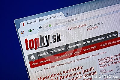 Ryazan, Russia - September 09, 2018: Homepage of Top Ky website on the display of PC, url - TopKy.sk Editorial Stock Photo