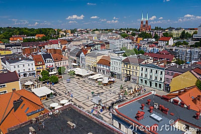Rybnik. Poland. Aerial view of main square and city center of Rybnik, Upper Silesia. Poland Editorial Stock Photo