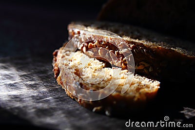 Rye bread with sunflower seeds Stock Photo