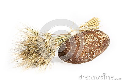 Rye bunch, dark bread, on white background. Stock Photo