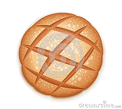 Rye round bread. Vector Illustration