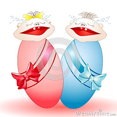 Ð¡rying twins-babies Vector Illustration