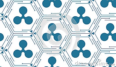 Ð¡ryptocurrency Ripple XRP coin - strict seamless pattern. Editorial Stock Photo