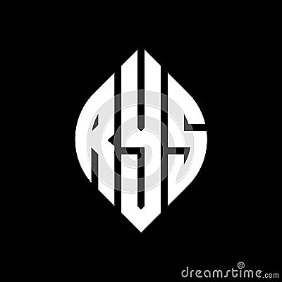 RYS circle letter logo design with circle and ellipse shape. RYS ellipse letters with typographic style. The three initials form a Vector Illustration