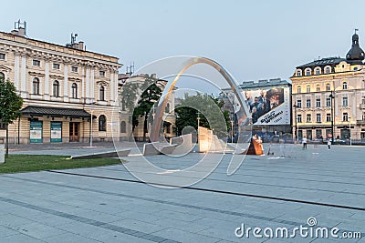 Ryszard Kuklinski monument designed by Czeslaw Dzwigaj and Krzysztof Lenartowicz at Jan Nowak-Jezioranski Square Editorial Stock Photo