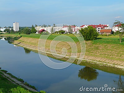 RZESZOW-Landscape with the Wislok River Poland Stock Photo