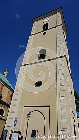 Rzeszow, Poland - May 31, 2023: St Wojciech and Stanislaw Church from Main Square - Rzeszow, Podkarpackie, Poland Editorial Stock Photo