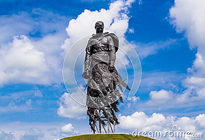 Rzhevsky Memorial Soviet soldier. Beautiful sad monument to Russian warrior died in World War II. Editorial Stock Photo