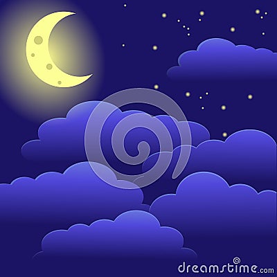 Night sky moon and clouds Stock Photo