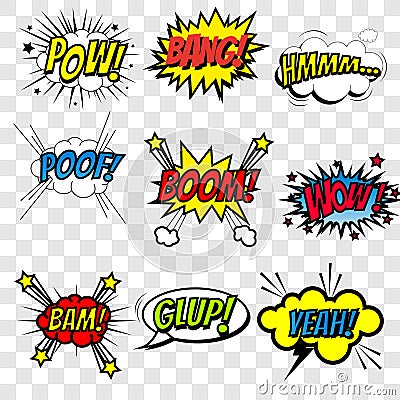 Emotions for comics speech bubble. Vector Illustration