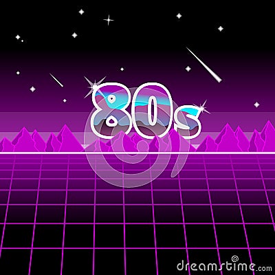 80s Abastrack background pink black , 1980 style retro screen with hills Vector Illustration