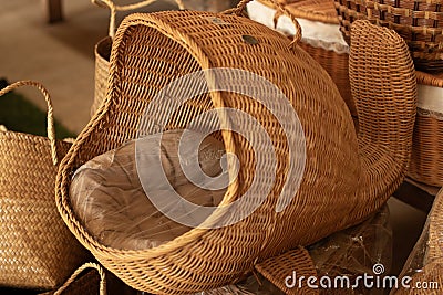 Cat house, handmade artifact from rattan Stock Photo