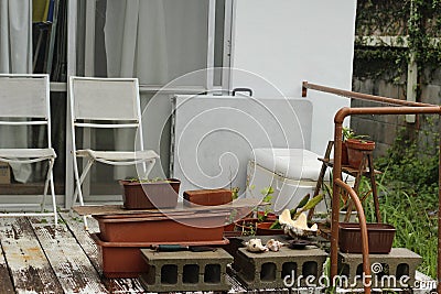 A Japanese domestic garden Stock Photo