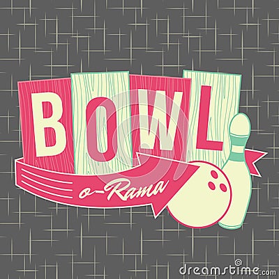 1950s Bowling Style Logo Design Vector Illustration