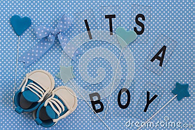 It`s a boy! Baby announcement. Newborn background Stock Photo