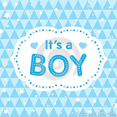 It's a boy. Vector congratulation card. Cute baby shower card. Vector Illustration